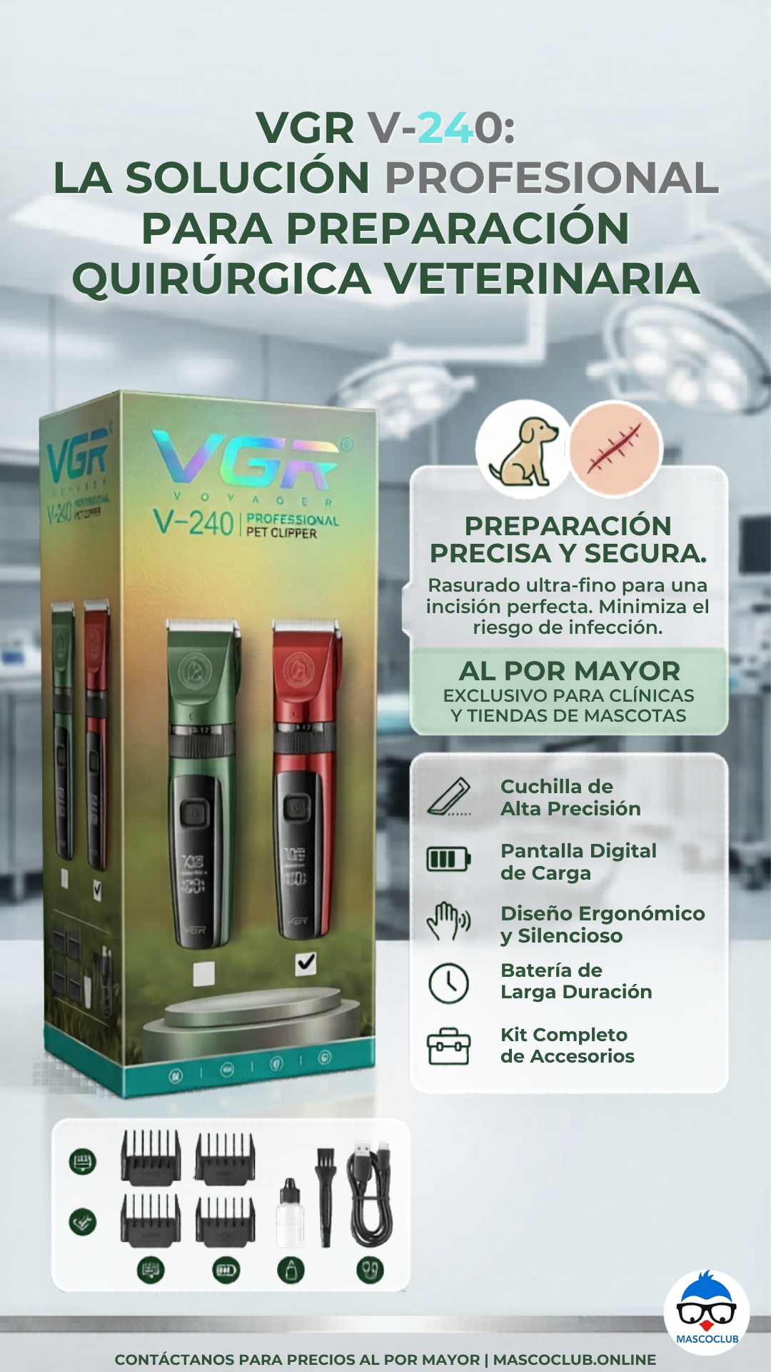 Rasuradora Quirúrgica Veterinaria VGR V-240 | Inalámbrica y Profesional PACK X 2 - Imagen 3